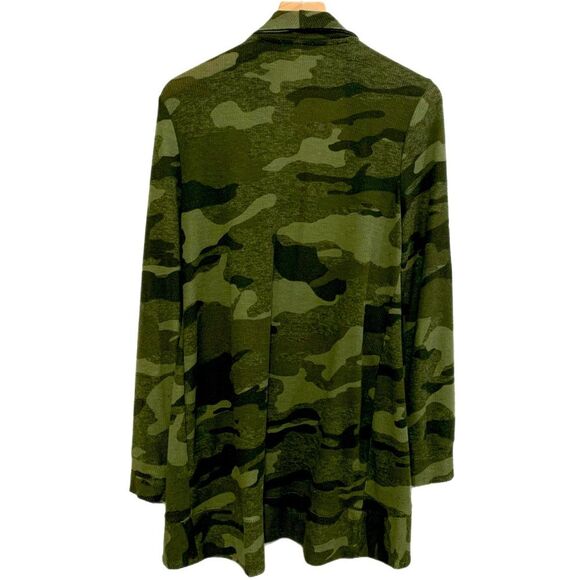 DEREK HEART Cardigan Women’s Large Green Camouflage Open Front Waterfall. - Picture 2 of 10